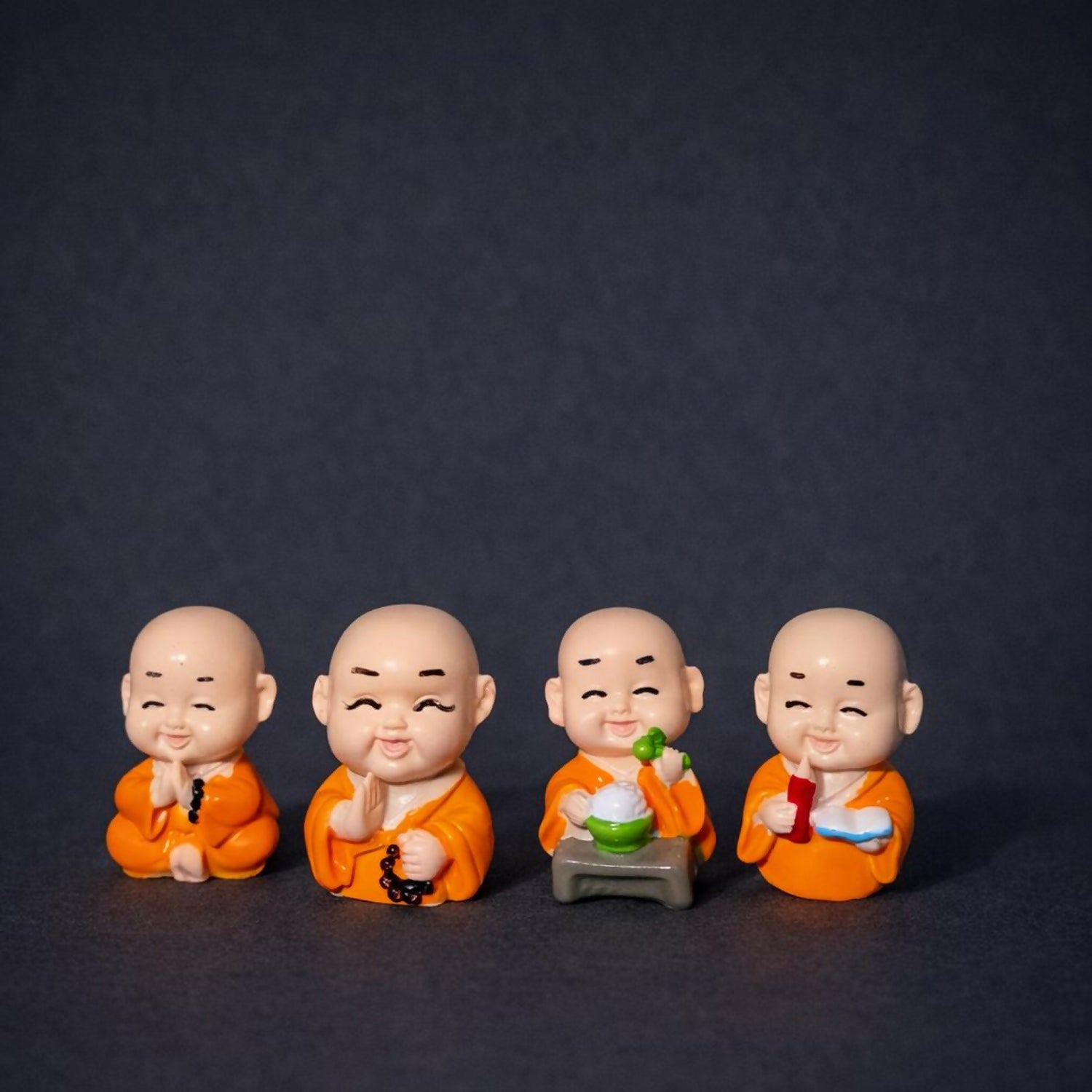 Smiling Monk Showpiece Set of 8 | Mini Buddha Figurines for Home Decor - Image 4
