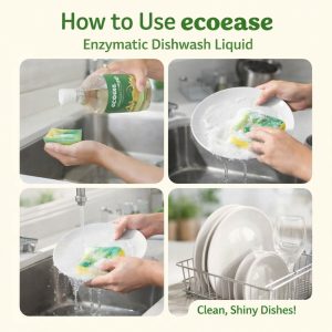 Ecoease Enzymatic Dishwash Liquid, Plant Based Grease Cutting Formula (500 ml)