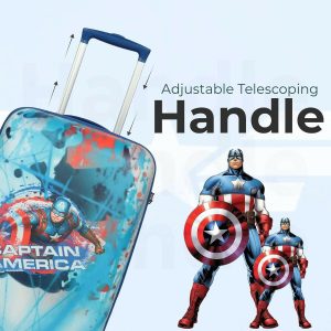 Novex Marvel Captain America Kids Polycarbonate Trolley Bag for Boys Travel Luggage with Spinner Wheel (18 Inch)