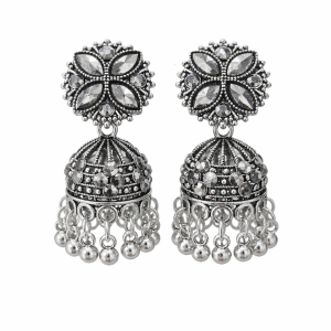 ELEGANT TRADITIONAL SILVER OXIDISE JHUMKA EARRINGS
