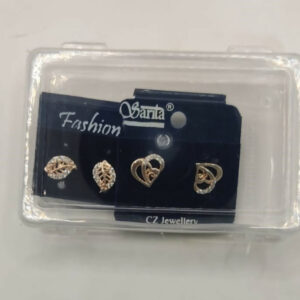Rose Gold Plated AD Heart & Leaf Stud Earrings Set for women and girls Combo Pack of 2