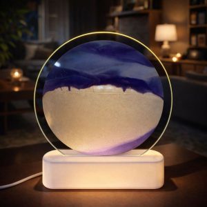 LED Round Static Lavender Sand Art Lamp | Ambient Decorative Night Light Décor