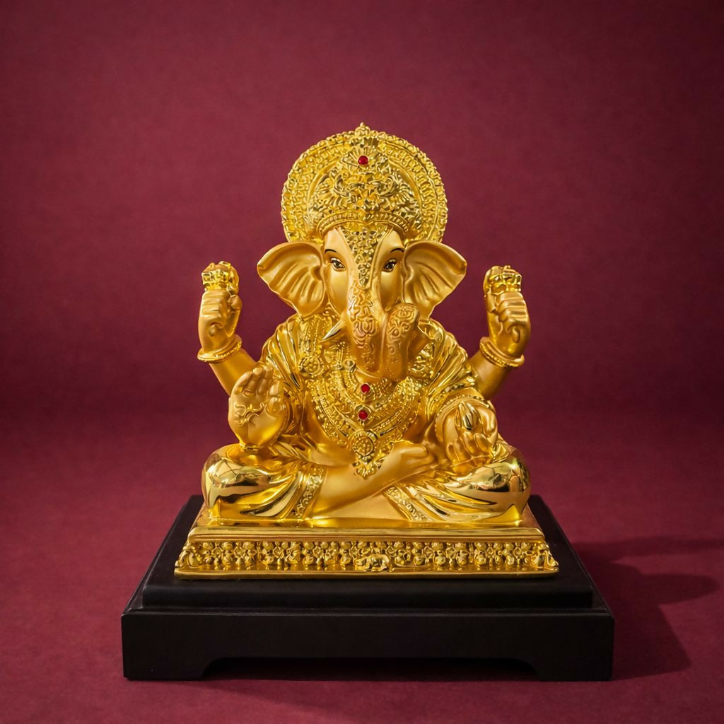 Golden Lord Ganesha Idol Showpiece for Home Temple & Office Décor - Image 3