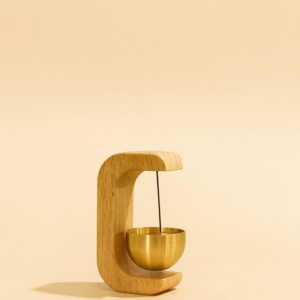 Handcrafted Wooden Door Bell with Premium Brass Bell | Elegant Hanging Door Chime for Home Entrance, Living Room, Café & Shop Décor | Soft Soothing Tone | Luxury Minimalist Wooden Frame Doorbell for Main Door & Indoor Spaces