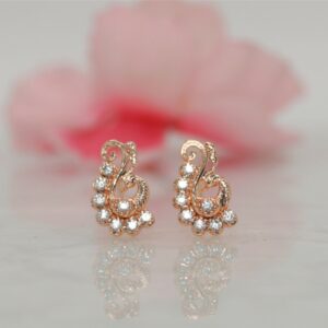 Rose Gold-Plated AD Diamond Stud Earrings | Elegant Peacock Design for women and girls