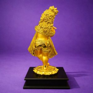 Lord Krishna Flute Idol Golden Finish Statue for Home Temple Decor