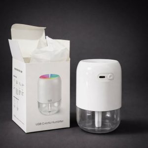 White USB Mini H2O Humidifier with Color LED Light for Bedroom & Desk