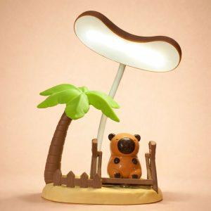 Kids Cartoon Desk Lamp with Cute Bear & Palm Tree Study Light