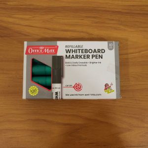 Refillable Green Whiteboard Marker Pen Set of 10 with Bullet Tip for Office, School & Teaching Use