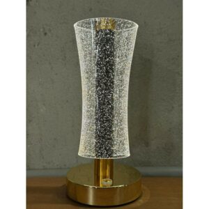 Luxury Glitter Crystal LED Table Lamp for Home Décor | Touch Sensor Golden Base Night Light | Ambient Mood Light for Bedroom, Living Room, Study Table & Gifting | Modern Acrylic Sparkle Effect Lamp – Pack of 1