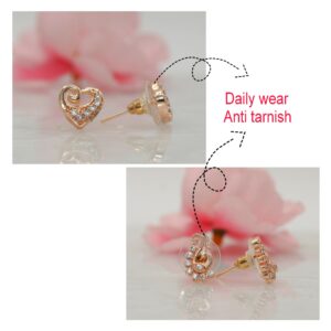 Rose Gold-Plated Peacock/Paisley Studs with AD Combo Pack of 2 for women and girls