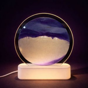 LED Round Static Lavender Sand Art Lamp | Ambient Decorative Night Light Décor