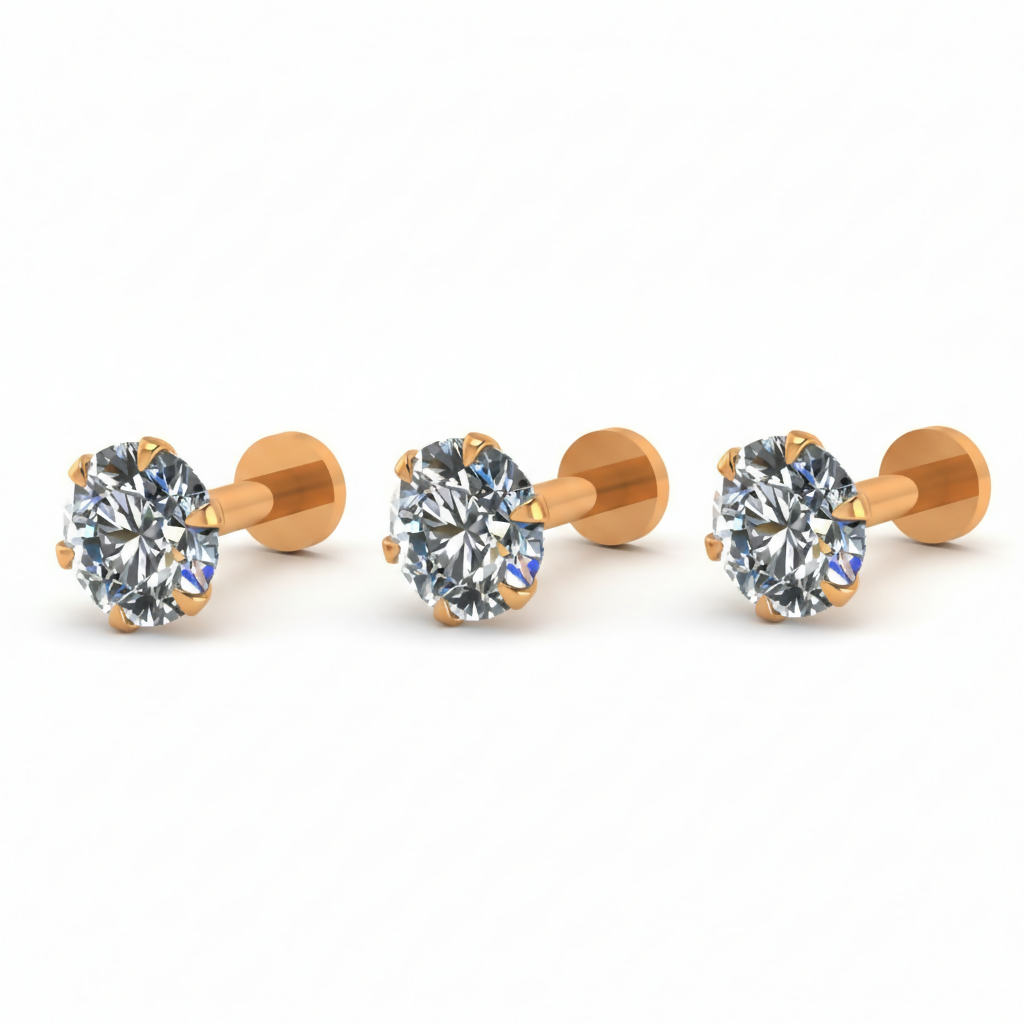 Classic AD Nosepin stud Minimal Floral Stud Combo Pack of 3