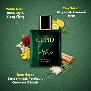 Cupid Luxury Men ACTIVE Perfume|Long Lasting Fresh Edp Fragrance Scent Liquid Perfume (50 Ml)