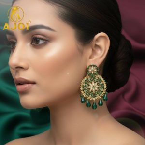 Green Floral Earrings