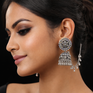beautiful elegant jhumka earrings with kanchain