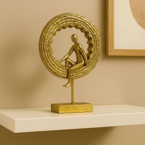 Golden Meditating Yoga Figurine Ring Sculpture for Home Decor (Any One)