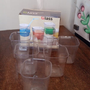 6pc Transparent Diamond Medium Serving Glass Set, Glass Set for Water, Juice etc