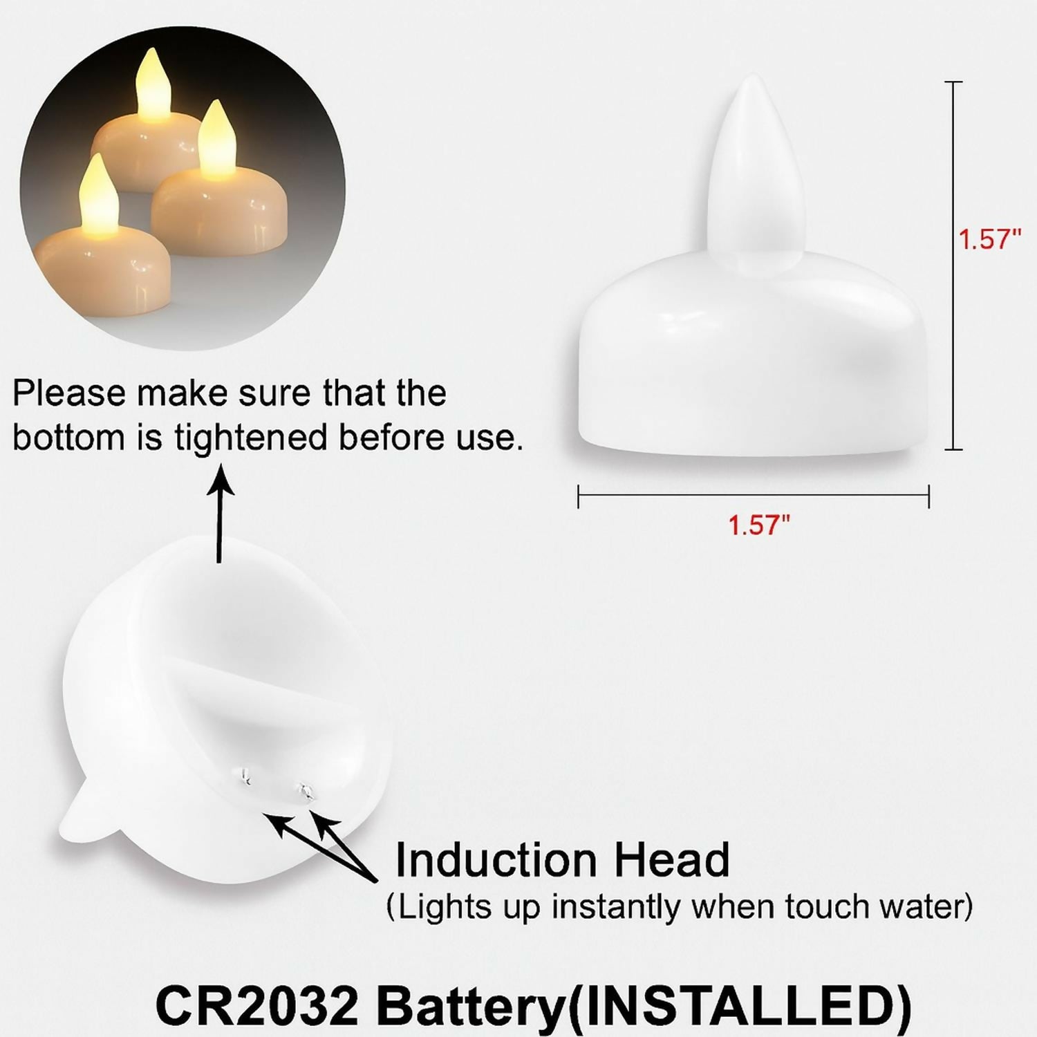 12 PCS Floating LED Tea Light Candles with Water Sensor – Flameless Smokeless Floating Diya with Warm White Flickering Light for Home Décor, Pool, Spa, Wedding, Festival & Party Decoration