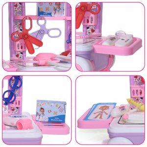 Premium Doctor Set with Pull & Push Trolley for Kids,Doctor Set with LED Light Instruments, 13 Piece Doctor Kit, BIS Approved (Pink)