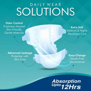 ADULT TAPED DIAPER WITH ANTI-BACTERIAL PROPERTIES - LEAKPROOF, 10 HOURS PROTECTION