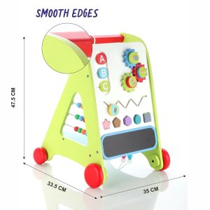 Aditi Wooden Baby Walker for Kids, Baby Walker with 6 Activities/Games