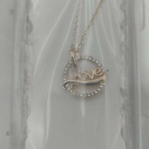 Rose Gold Plated Love Circle Necklace AD Pendant