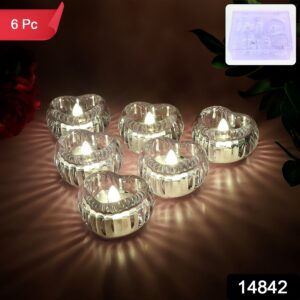 LED Crystal Tealight Decorative Flameless Candles (6 Pc)