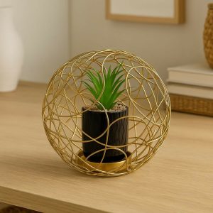 Modern Metal Ring Planter with Decorative Pot for Table Decor