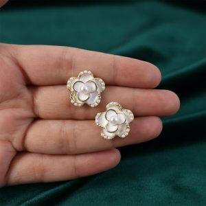 Elegant Korean Style Pearl Heart Drop Earrings for Women & Girls