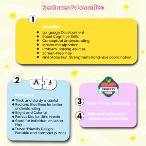 Capital and Small Letter Matching Puzzle - Ages 3+ (52 cardboard puzzle pieces) Find & Match series