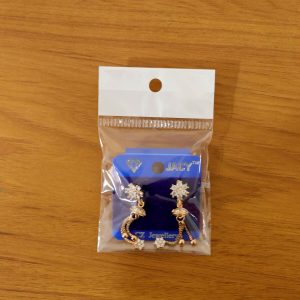 Floral Crystal Drop Earrings with Gold-Tone Chain Tassels