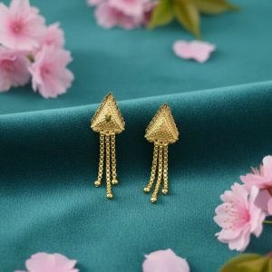 Nice 3 Line Golden Earrings for Women & Girls – Traditional Fancy Jewellery Gift