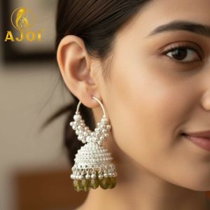 Silver Mint Green with Emerald Drops