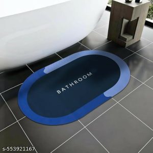 Oval B Grade Bathroom Mat – Waterproof Quick-Dry Floor Mat Blue (60Gm)