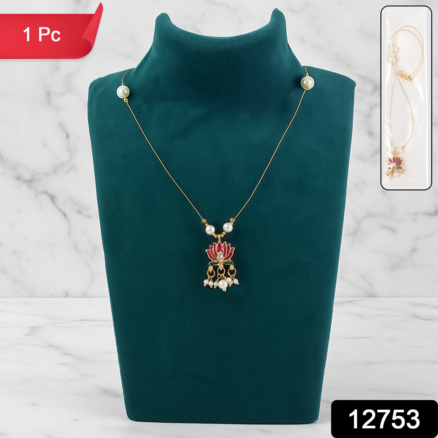 Traditional Lotus Motif Pendant Chain (1 Pc) - Image 2