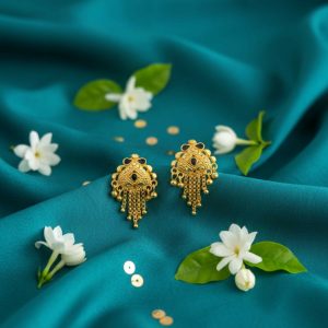 5 Line Side Latkan Golden Earrings with Mina for Women & Girls – Fancy Jewellery Gift