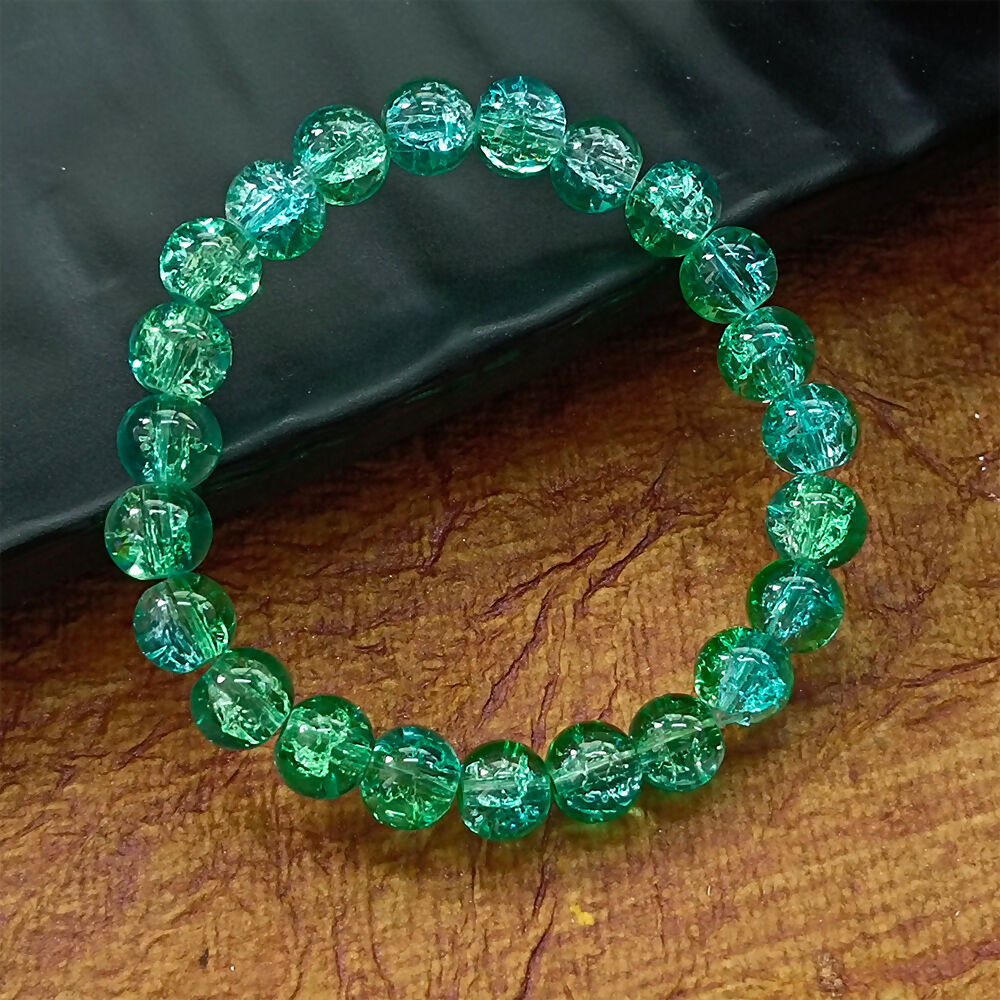 Crystal Crackle Glass Beads Stretch Bracelet