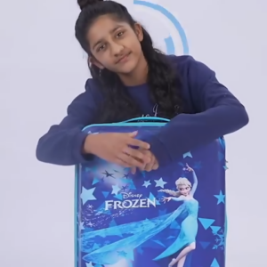 Travelling Kids Cartoon Character Trolley/Luggage Bags 4 Wheels ( Blue /18 Inch)