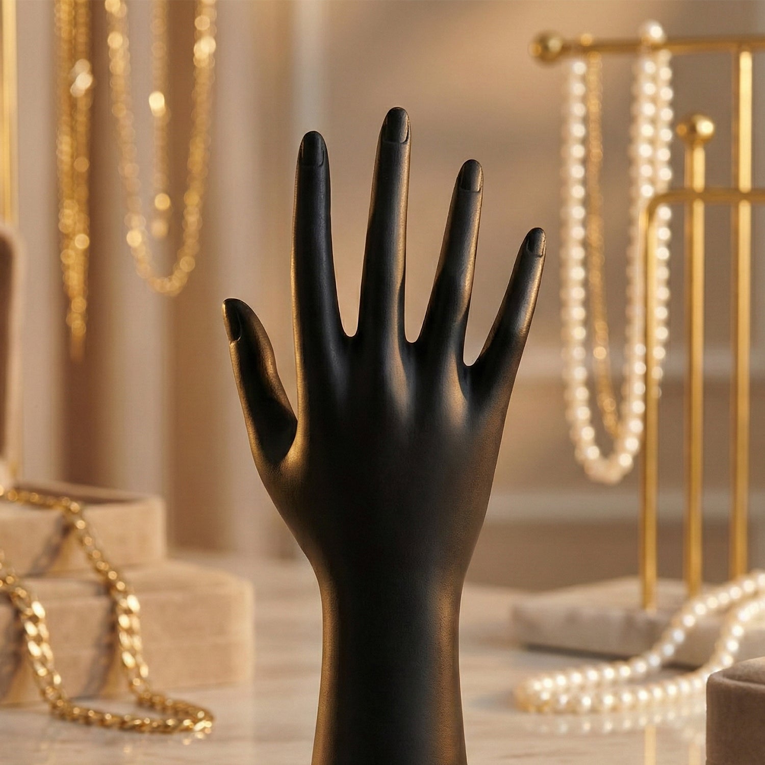 Elegant Black Hand-Shaped Jewelry Display Stand (1 Pc)