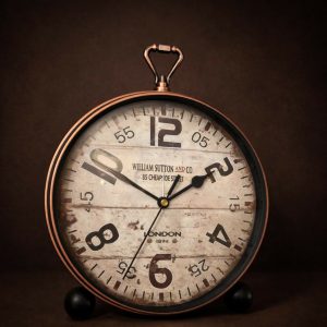 Vintage Table Clock Retro Metal Desk Clock Antique Style Decor