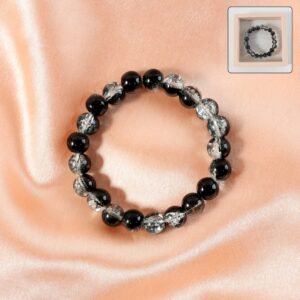 Elegant Dual-Tone Crystal Beaded Stretch Bracelet (1 Pc)