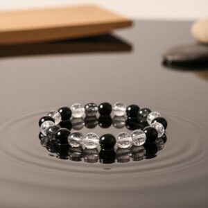 Elegant Dual-Tone Crystal Beaded Stretch Bracelet (1 Pc)