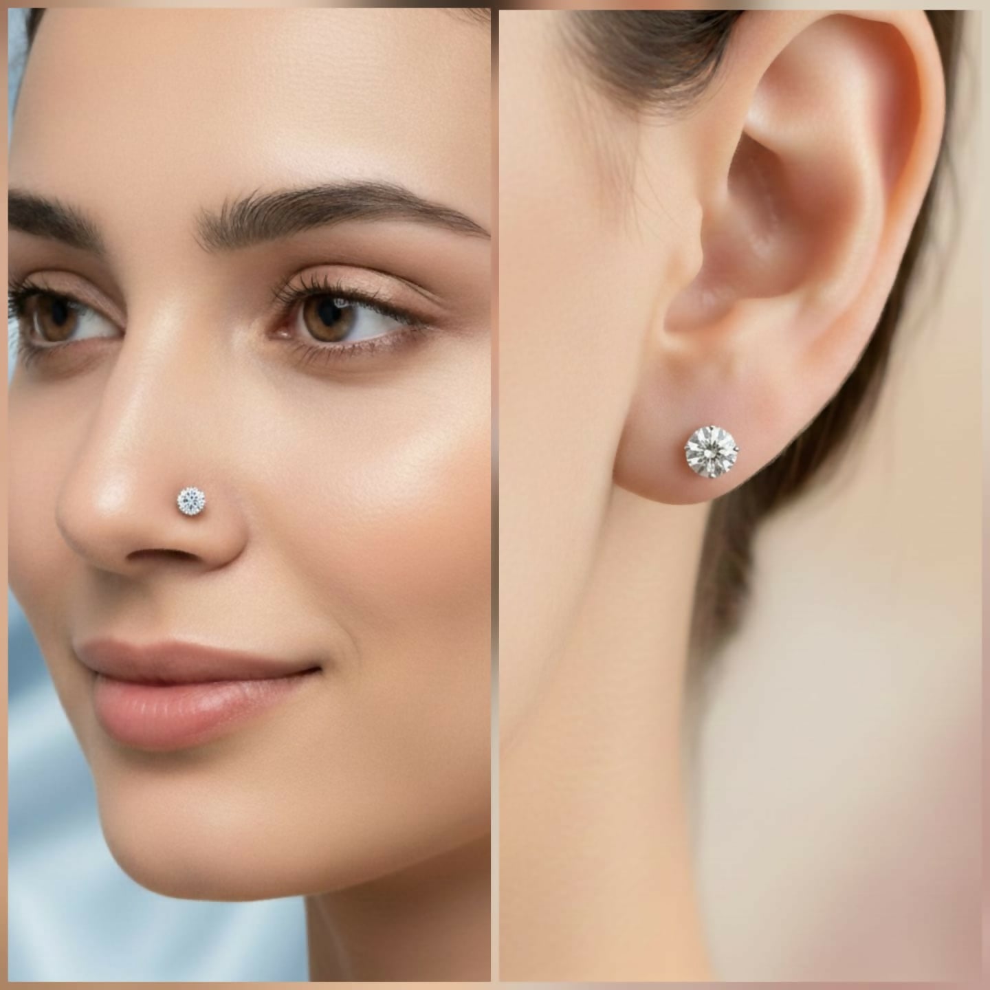 Classic AD Nosepin stud Minimal Floral Stud Combo Pack of 3