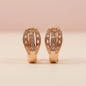 Elegant Gold Finish Stone Stud Earrings for Women & Girl