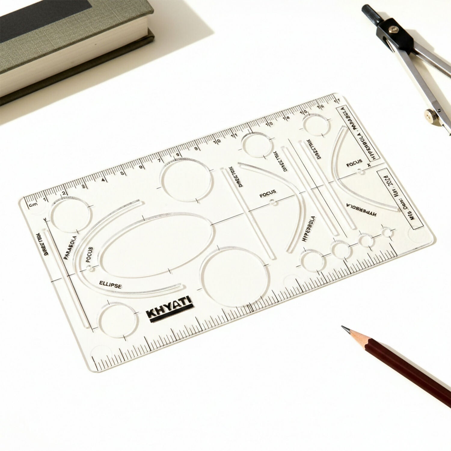 Mathematical Drawing Template Ruler Set with Ellipse Parabola Hyperbola Shapes (10Pcs) - Image 6