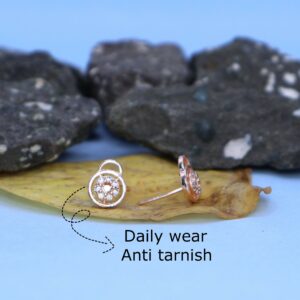 Rose Gold Plated Daily Wear Stud Earrings with AD for women and girls