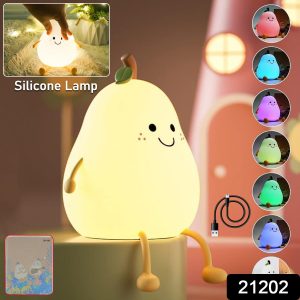 Cute Pear Shape Silicone Night Lamp With Multi Color Changing Mode (1 Pc)