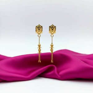 Long Chain Beads Golden Earrings for Women & Girls – Traditional Fancy Jewellery Gift