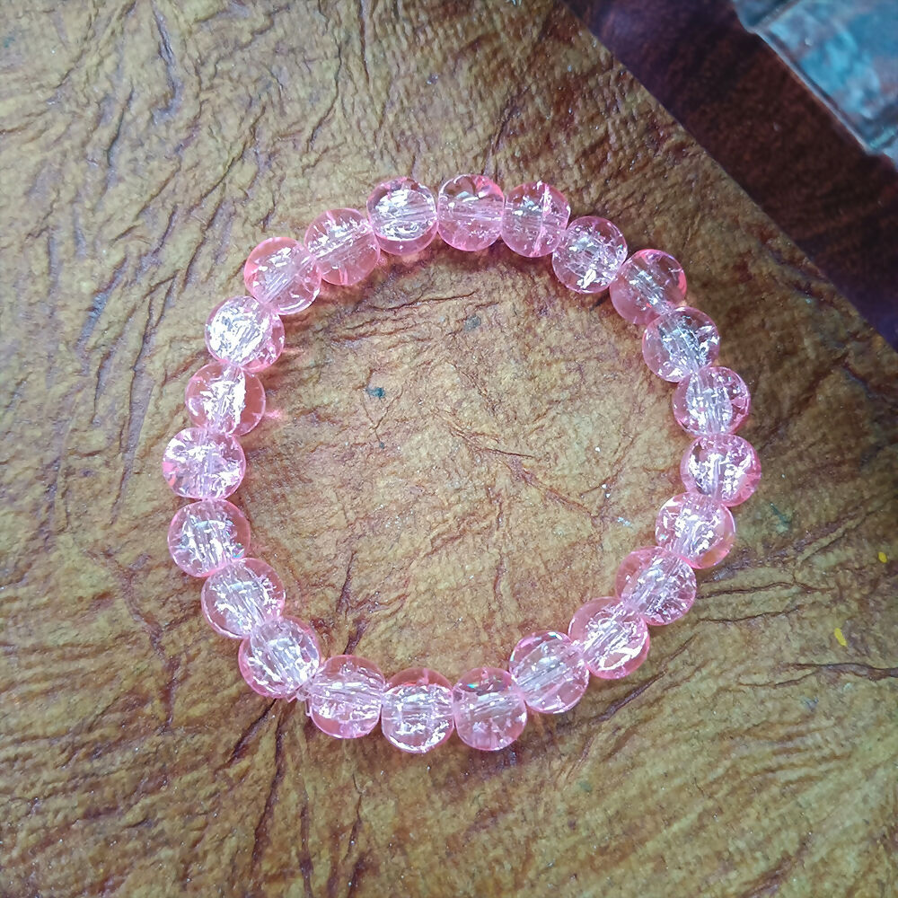 Crystal Crackle Glass Beads Stretch Bracelet